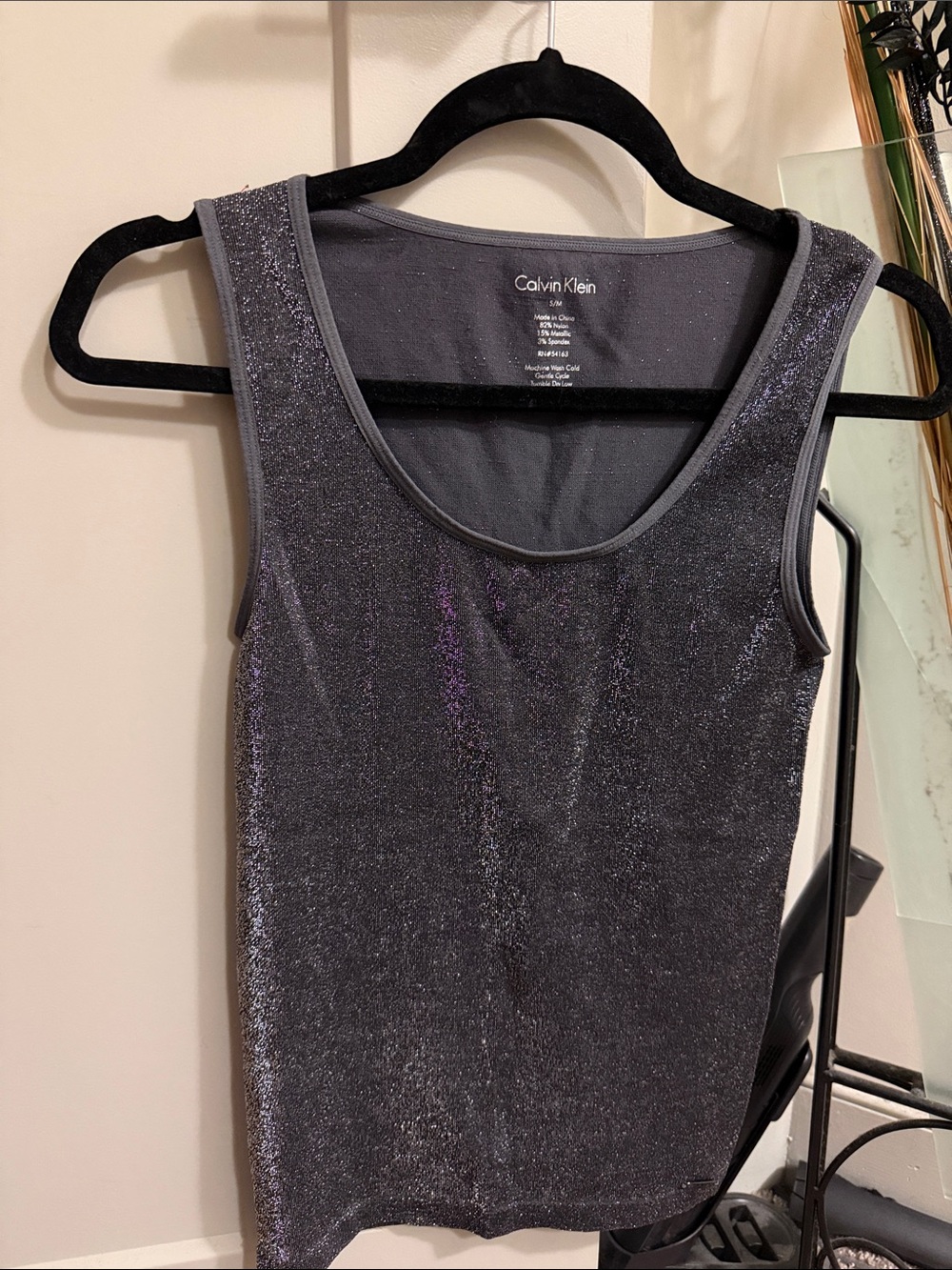 Calvin Klein Charcoal Metallic Tank Top